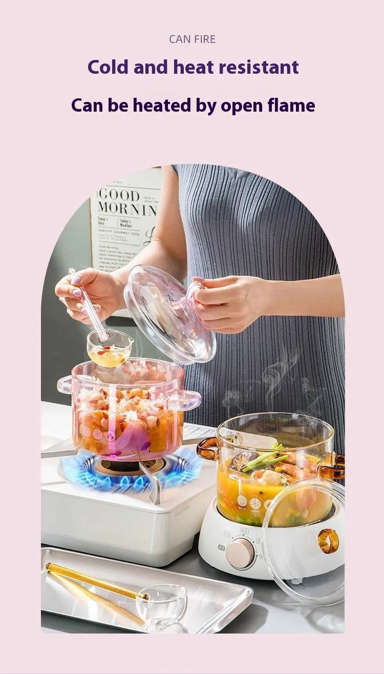 Borosilicate Glass Pot Household Heating Binaural