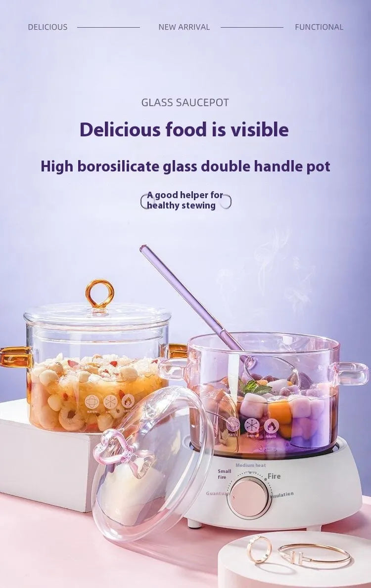 Borosilicate Glass Pot Household Heating Binaural