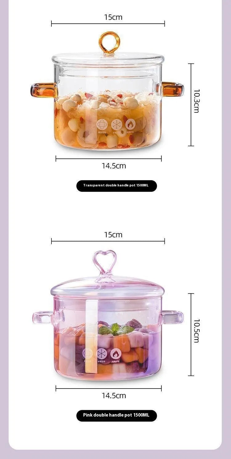 Borosilicate Glass Pot Household Heating Binaural